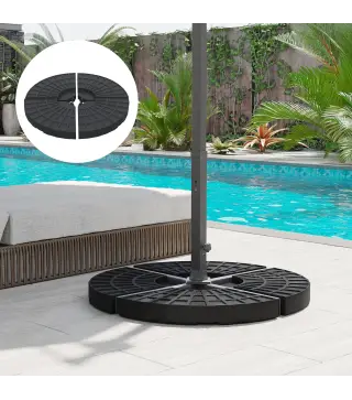 Peso para Base de Sombrilla de 4 Piezas Rellenable de Agua 52 Litro Arena 60 kg o Mixto 70 kg para Base Cruzada Negro