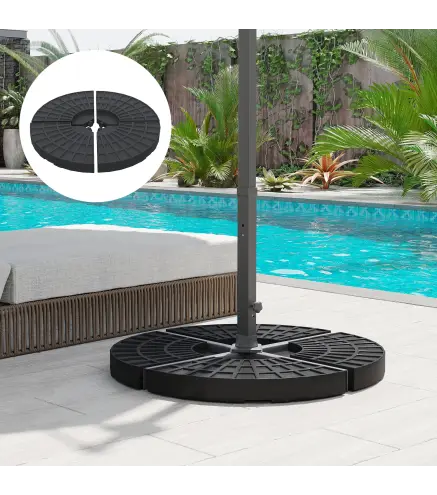 Peso para Base de Sombrilla de 4 Piezas Rellenable de Agua 52 Litro Arena 60 kg o Mixto 70 kg para Base Cruzada Negro