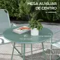 Conjunto de Muebles de Jardín de 3 Piezas con Marco de Acero Reposabrazos y Almohadillas Ajustables para los Pies Verde