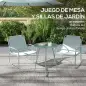 Conjunto de Muebles de Jardín de 3 Piezas con Marco de Acero Reposabrazos y Almohadillas Ajustables para los Pies Verde