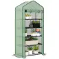 Invernadero Resistente de 5 Niveles con 1 Puerta con Cremallera Anti-UV Diseño Ensanchado y Estantes 90x49x193 cm Verde Invernadero Resistente de 5 Niveles con 1 Puerta con Cremallera Anti-UV Diseño Ensanchado y Estantes 90x49x193 cm Verde