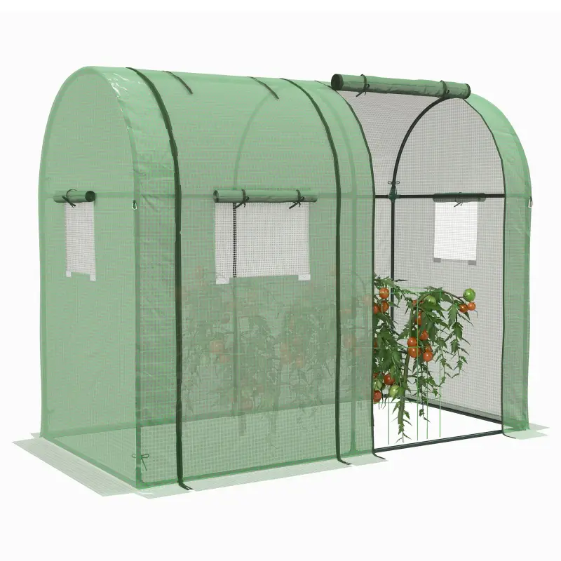 Invernadero Resistente con 4 Ventanas 2 Puertas con Cremallera Anti-UV para Cultivo de Plantas 185x94x150 cm Verde
