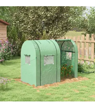 Invernadero Resistente con 4 Ventanas 2 Puertas con Cremallera Anti-UV para Cultivo de Plantas 185x94x150 cm Verde