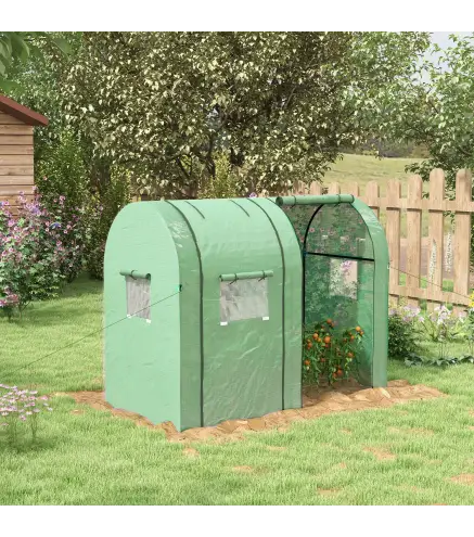 Invernadero Resistente con 4 Ventanas 2 Puertas con Cremallera Anti-UV para Cultivo de Plantas 185x94x150 cm Verde