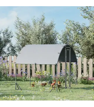 Gallinero 280x190x197 cm con Cubierta de Tela Oxford Impermeable y Resistente a los Rayos UV para Patio Plata