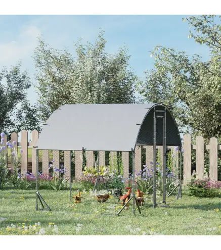 Gallinero 280x190x197 cm con Cubierta de Tela Oxford Impermeable y Resistente a los Rayos UV para Patio Plata