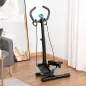 Stepper Fitness con Manillar Altura Ajustable Pantalla LCD Cintas y Pedales Antideslizantes 55x53x118-128 cm Negro