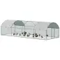 Gallinero 280x760x197 cm con Cubierta de Tela Oxford Impermeable y Resistente a los Rayos UV para Patio Plata