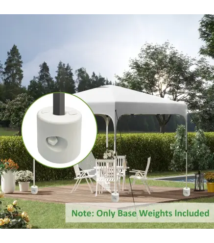 Pack de 4 Pesos para Carpas Plegables Soportes Rellenables con 8,7 kg de Agua o 12 kg de Arena Ø21,5/24x25,5 cm Blanco
