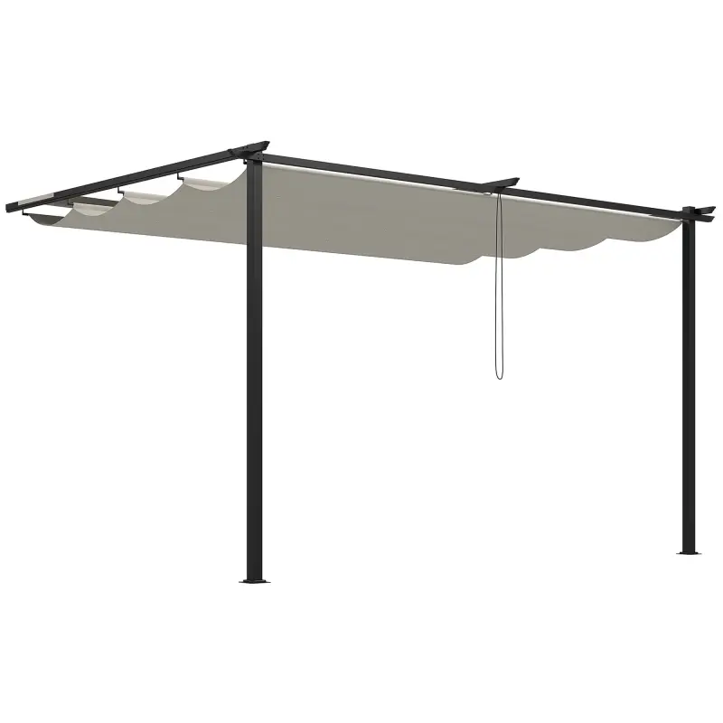 Pérgola de Pared para Exterior con Techo Retráctil para Patio Terraza Jardín 390x290x220 cm Crema