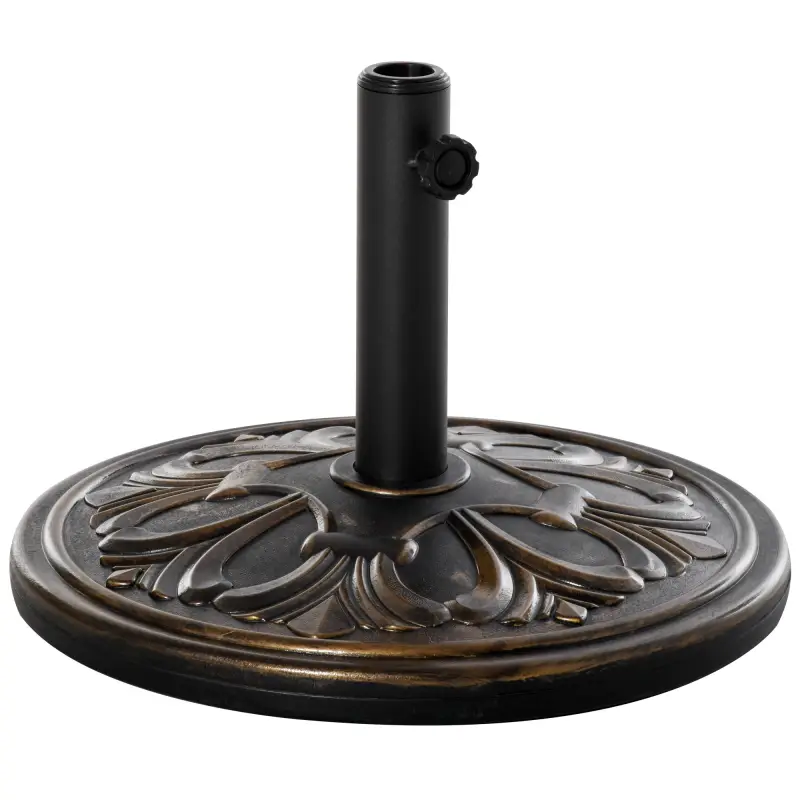 Soporte para Parasol Redondo de HDPE y Cemento Peso 13 kg para Poste de Paraguas de Ø35/38/48 mm Ø48x34 cm Bronce