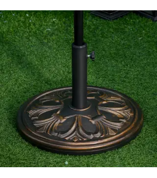 Soporte para Parasol Redondo de HDPE y Cemento Peso 13 kg para Poste de Paraguas de Ø35/38/48 mm Ø48x34 cm Bronce