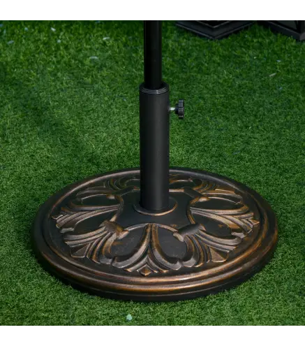 Soporte para Parasol Redondo de HDPE y Cemento Peso 13 kg para Poste de Paraguas de Ø35/38/48 mm Ø48x34 cm Bronce