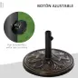 Soporte para Parasol Redondo de HDPE y Cemento Peso 13 kg para Poste de Paraguas de Ø35/38/48 mm Ø48x34 cm Bronce