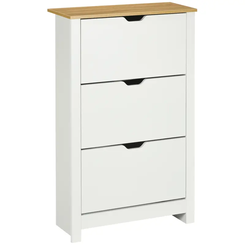 Mueble Zapatero Blanco Armario Zapatero Alto con 3 Cajones Abatibles para 18 Pares de Zapatos 72x26x112 cm Blanco