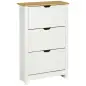Mueble Zapatero Blanco Armario Zapatero Alto con 3 Cajones Abatibles para 18 Pares de Zapatos 72x26x112 cm Blanco