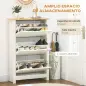 Mueble Zapatero Blanco Armario Zapatero Alto con 3 Cajones Abatibles para 18 Pares de Zapatos 72x26x112 cm Blanco
