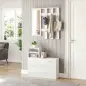 Recibidor con Espejo Perchero y Zapatero Muebles de Entrada con 6 Ganchos y Estantes para 8 Pares de Zapatos Blanco
