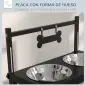 Comedero Elevado para Perros con 2 Tazones de Acero Inoxidable Altura Ajustable y 1 Placa de Metal 40,5x22x39 cm Negro