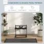 Comedero Elevado para Perros con 2 Tazones de Acero Inoxidable Altura Ajustable y 1 Placa de Metal 40,5x22x39 cm Negro