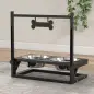 Comedero Elevado para Perros con 2 Tazones de Acero Inoxidable Altura Ajustable y 1 Placa de Metal 40,5x22x39 cm Negro