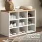 Recibidor con Perchero y Banco Zapatero Muebles de Entrada con 3 Ganchos y Estantes para 9 Pares de Zapatos Blanco