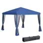 Carpa Plegable 3x3 m con 4 Paredes Laterales de Malla 8 Orificios de Drenaje Impermeable y Bolsa de Transporte Azul