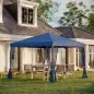 Carpa Plegable 3x3 m con 4 Paredes Laterales de Malla 8 Orificios de Drenaje Impermeable y Bolsa de Transporte Azul Carpa Plegable 3x3 m con 4 Paredes Laterales de Malla 8 Orificios de Drenaje Impermeable y Bolsa de Transporte Azul