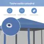 Carpa Plegable 3x3 m con 4 Paredes Laterales de Malla 8 Orificios de Drenaje Impermeable y Bolsa de Transporte Azul