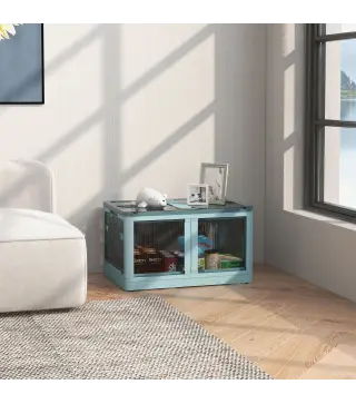 Caja de Almacenamiento Apilable con Tapa 69L de Capacidad Caja Organizadora Plegable con Ruedas 60x42x34 cm Azul