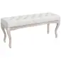 Banco para Pie de Cama con Pies de Madera y Asiento Acolchado Carga 120 kg para Entrada Pasillo 110x37x49 cm Crema