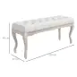 Banco para Pie de Cama con Pies de Madera y Asiento Acolchado Carga 120 kg para Entrada Pasillo 110x37x49 cm Crema