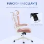 Silla de Malla Giratoria Silla de Escritorio Basculante con Respaldo Alto Reposacabezas Reposabrazos 62x58x133 cm Rosa