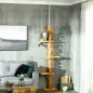 Árbol para Gatos de Suelo a Techo de 202-242 cm con 3 Plataformas Altura Ajustable y Decoración de Hoja de Arce Naranja