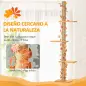 Árbol para Gatos de Suelo a Techo de 202-242 cm con 3 Plataformas Altura Ajustable y Decoración de Hoja de Arce Naranja