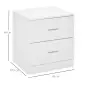 Mesilla de Noche con 2 Cajones Mesita Auxiliar para Salón Dormitorio Carga 30 kg 45x39,5x49 cm Blanco