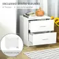 Mesilla de Noche con 2 Cajones Mesita Auxiliar para Salón Dormitorio Carga 30 kg 45x39,5x49 cm Blanco