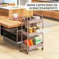 Carrito de Almacenamiento con 3 Cestas y Marco de Acero para Salón Dormitorio Oficina Cocina 45x30,6x79 cm Rosa