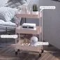 Carrito de Almacenamiento con 3 Cestas y Marco de Acero para Salón Dormitorio Oficina Cocina 45x30,6x79 cm Rosa