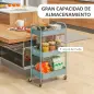 Carrito de Almacenamiento con 3 Cestas y Marco de Acero para Salón Dormitorio Oficina Cocina 45x30,6x79 cm Azul Claro