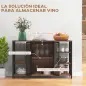 Aparador de Cocina con 6 Estantes Abiertos Porta Copas y Estante Ajustable para Bar Comedor 120x40x76 cm Marrón Rústico Aparador de Cocina con 6 Estantes Abiertos Porta Copas y Estante Ajustable para Bar Comedor 120x40x76 cm Marrón Rústico