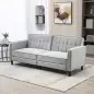 Sofá Cama de 3 Plazas Sofá Cama Convertible de Terciopelo con Respaldo Reclinable y Patas de Madera 189x80,5x78,5cm Gris