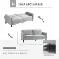Sofá Cama de 3 Plazas Sofá Cama Convertible de Terciopelo con Respaldo Reclinable y Patas de Madera 189x80,5x78,5cm Gris