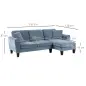 Sofá Rinconera Chaise Lounge Reversible en Forma de L con 2 Cojines Carga 200 kg 230x138x87 cm Azul Oscuro