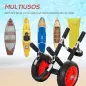 Carrito para Tablas de Surf Plegable con 2 Ruedas Carga 45 kg y Marco de Aluminio 64x55x38,5 cm Negro y Rojo