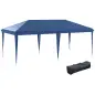Carpa Plegable 6x3 m con Altura Ajustable en 3 Niveles Bolsa de Transporte Anti-UV y Marco de Acero Azul