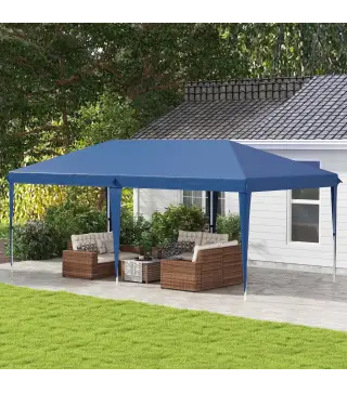 Carpa Plegable 6x3 m con Altura Ajustable en 3 Niveles Bolsa de Transporte Anti-UV y Marco de Acero Azul