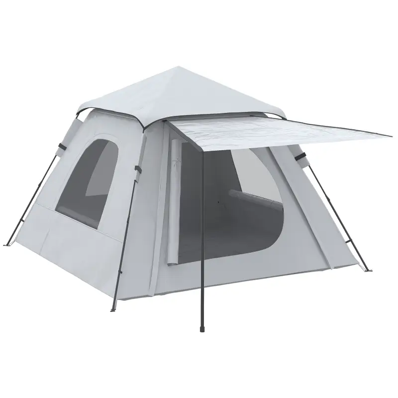 Tienda de Camping Pop-up para 2-3 Personas Impermeable 2000 mm con Bolsa de Trasporte 210x210x150 cm Plata