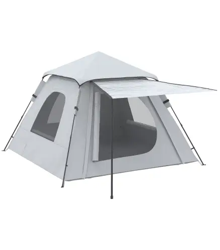 Tienda de Camping Pop-up para 2-3 Personas Impermeable 2000 mm con Bolsa de Trasporte 210x210x150 cm Plata
