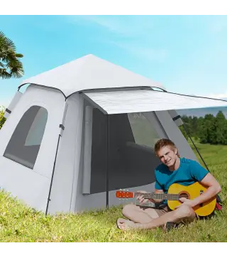 Tienda de Camping Pop-up para 2-3 Personas Impermeable 2000 mm con Bolsa de Trasporte 210x210x150 cm Plata